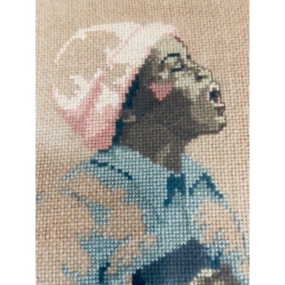 Other - Vintage Woman Singing Embroidery Afro American Needle Point Cross Stitch